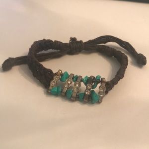 Rope style bracelet anklet w/ jewels & stone beads